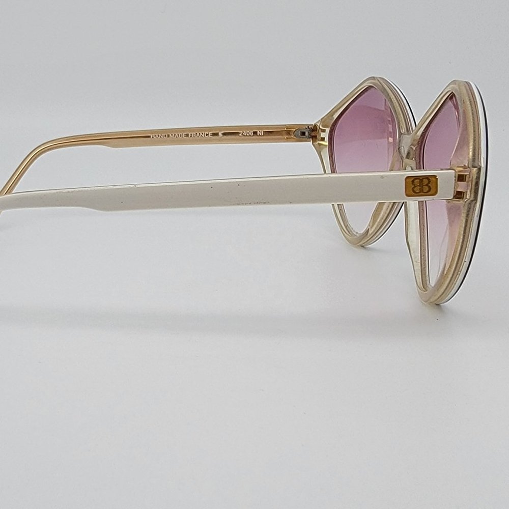 Balenciaga 2406 Black White Crystal Frame Pink Gradient Lens Sunglasses France - Picture 5 of 14